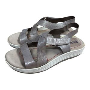 Bionica Sandals Women's Metallic Taupe Leather Open Toe Comfort - US 8.5